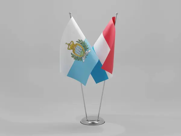 Luxemburgo Banderas Cooperación San Marino Fondo Blanco Render —  Fotos de Stock