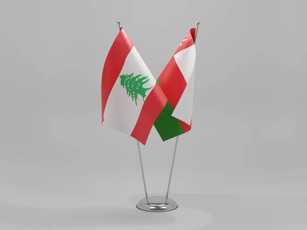 Omán Banderas Cooperación Del Líbano Fondo Blanco Render — Foto de Stock
