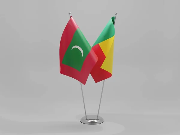 Μπενίν Μαλδίβες Σημαίες Συνεργασίας Λευκό Φόντο Render — Φωτογραφία Αρχείου