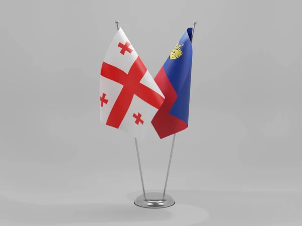 Liechtenstein Georgien Kooperationsflaggen Weißer Hintergrund Render — Stockfoto