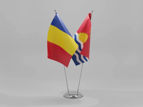 Kiribati Rumunia Flagi Współpracy Białe Tło Render — Zdjęcie stockowe