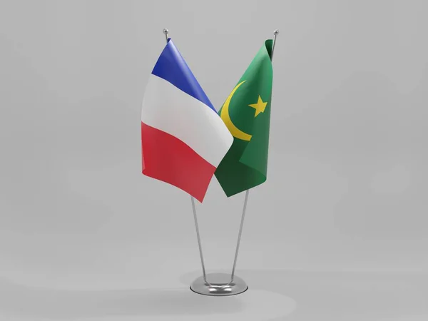 Mauritanië Frankrijk Samenwerking Vlaggen Witte Achtergrond Render — Stockfoto