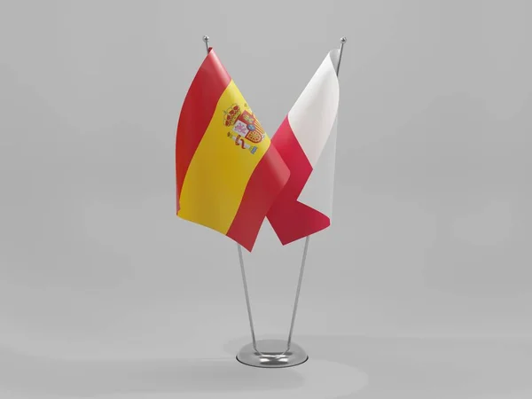 Poland Spain Cooperation Flags White Background Render — Stock Photo, Image