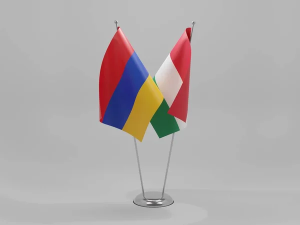 Hongarije Armenië Samenwerkingsvlaggen Witte Achtergrond Render — Stockfoto