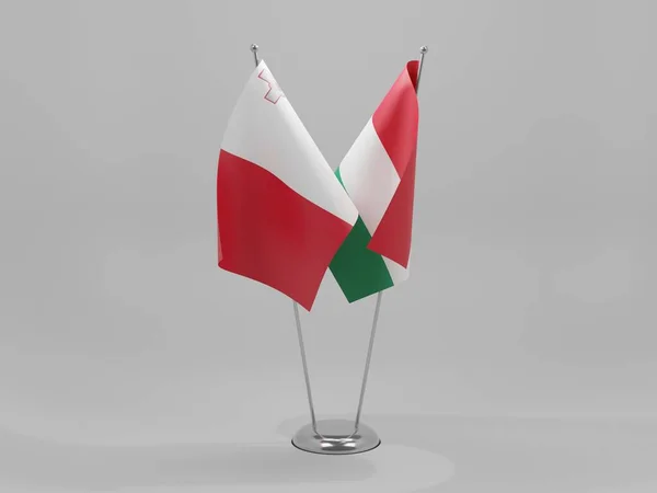 Ουγγαρία Μάλτα Σημαίες Συνεργασίας Λευκό Φόντο Render — Φωτογραφία Αρχείου