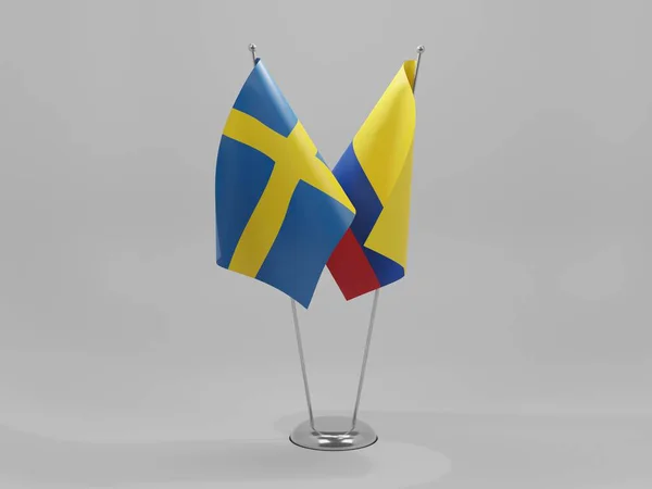Colombia Sweden Cooperation Flags White Background Render — Stock Photo, Image