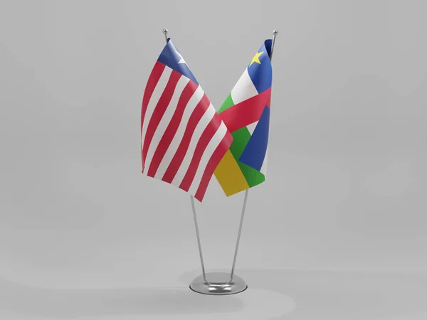 Centraal Afrikaanse Republiek Liberia Samenwerkingsvlaggen Witte Achtergrond Render — Stockfoto