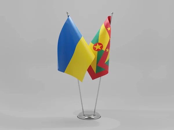 Γρενάδα Ουκρανία Σημαίες Συνεργασίας Λευκό Φόντο Render — Φωτογραφία Αρχείου
