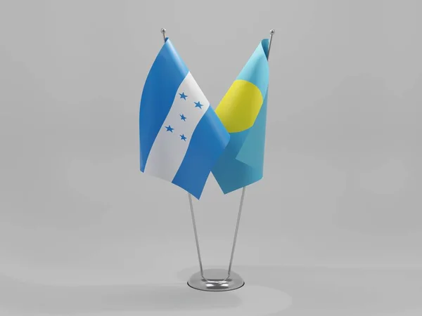Palau Honduras Együttműködési Zászlók Fehér Háttér Render — Stock Fotó