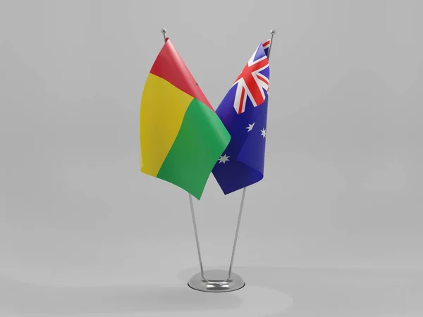 Banderas Cooperación Entre Australia Guinea Bissau Fondo Blanco Render — Foto de Stock