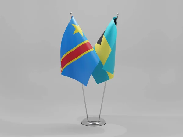 Bahamalar Kongo Demokratik Cumhuriyeti Şbirliği Bayrakları Beyaz Arkaplan Render — Stok fotoğraf