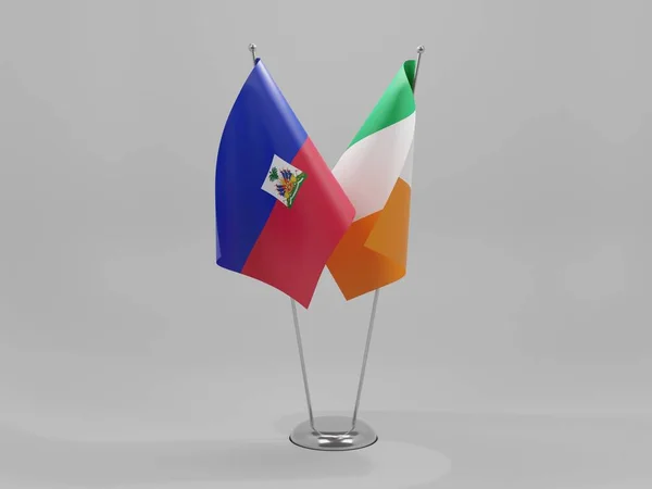 Irland Haiti Kooperationsfahnen Weißer Hintergrund Render — Stockfoto