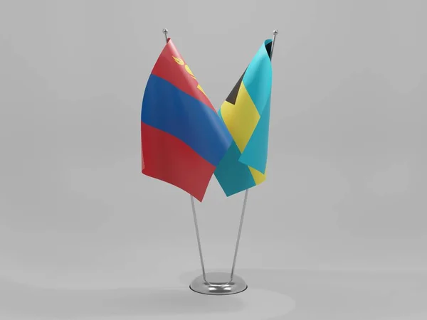 Bahamas Mongolia Cooperation Flags White Background Render — стокове фото