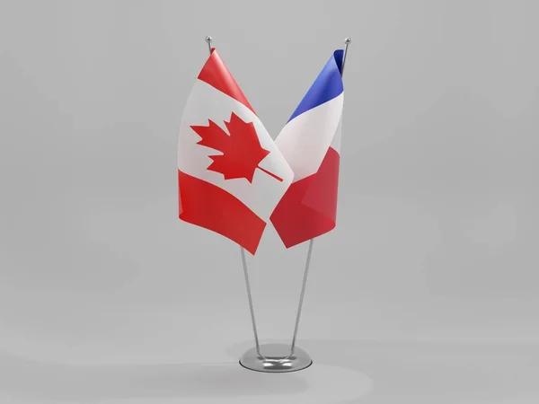 Frankreich Kanada Kooperationsfahnen Weißer Hintergrund Render — Stockfoto