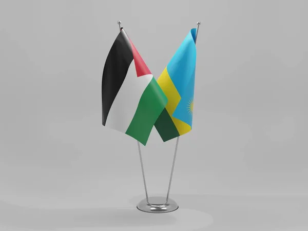Σημαίες Συνεργασίας Ρουάντα Παλαιστίνης Λευκό Φόντο Render — Φωτογραφία Αρχείου