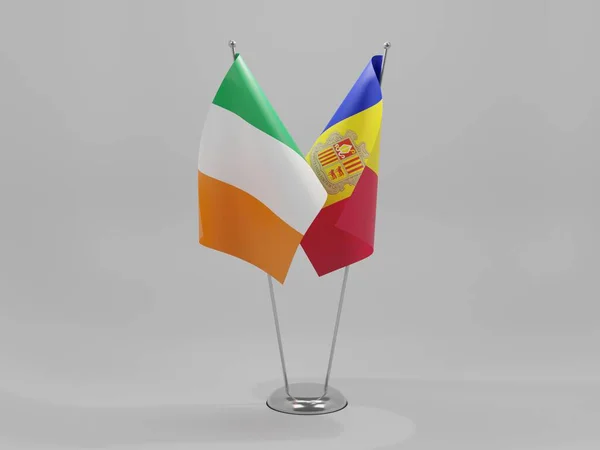 Andorra Irland Kooperationsfahnen Weißer Hintergrund Render — Stockfoto