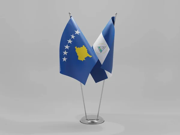 Nicaragua Drapeaux Coopération Kosovo Fond Blanc Render — Photo