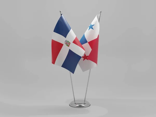 Panama Bandiere Cooperazione Repubblica Dominicana Sfondo Bianco Render — Foto Stock