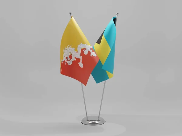 Bahamas Bhutan Cooperation Flags White Background Render — Stock Photo, Image