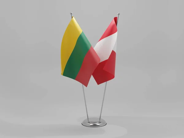 Perù Lituania Bandiere Cooperazione Sfondo Bianco Render — Foto Stock