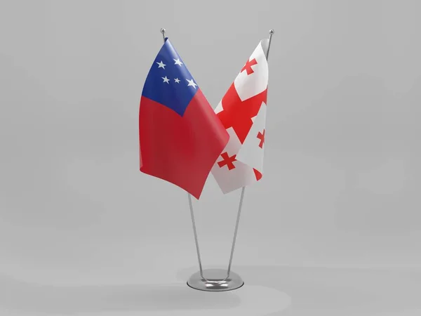 格鲁吉亚 萨摩亚合作旗 白色背景 3D渲染 — 图库照片