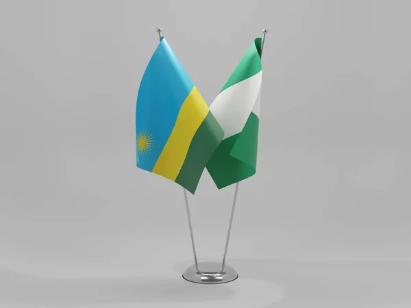 Nigeria Rwanda Flagi Współpracy Białe Tło Render — Zdjęcie stockowe
