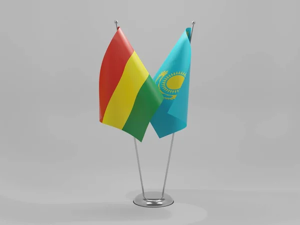Kazachstán Bolívie Spolupráce Vlajky Bílé Pozadí Vykreslování — Stock fotografie