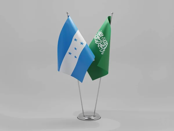 Arabia Saudita Banderas Cooperación Honduras Fondo Blanco Render — Foto de Stock