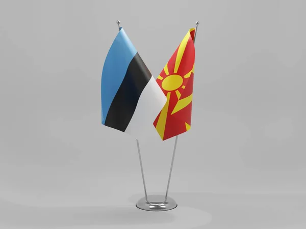 Macedonia Estonia Bandiere Cooperazione Sfondo Bianco Render — Foto Stock
