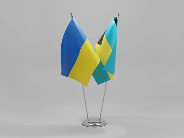 Bahamas Ukraine Cooperation Flags White Background Render — Stock Photo, Image