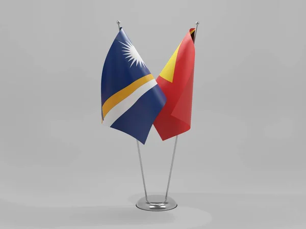 Östtimor Marshallöarna Flaggor För Samarbete Vit Bakgrund Render — Stockfoto