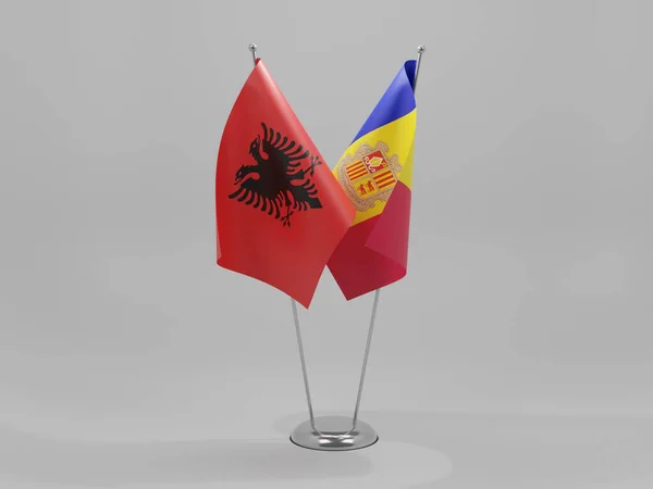 Andorra Albania Banderas Cooperación Fondo Blanco Render — Foto de Stock