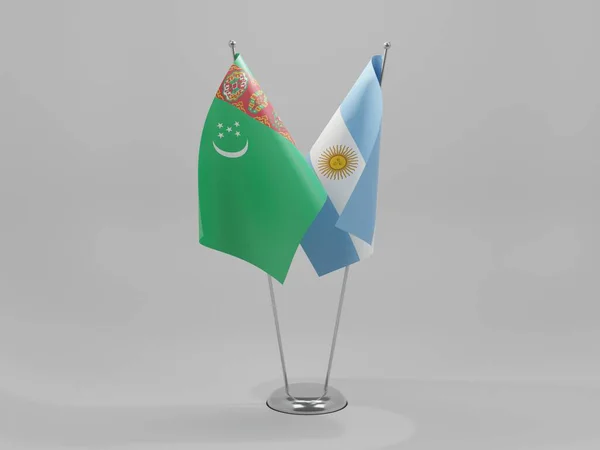 Флаги Сотрудничества Аргентины Туркменистана Белый Фон Рендер — стоковое фото