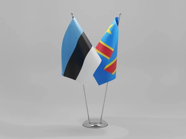 Congo Democratic Republic Estonia Cooperation Flags White Background Render — Stock Photo, Image