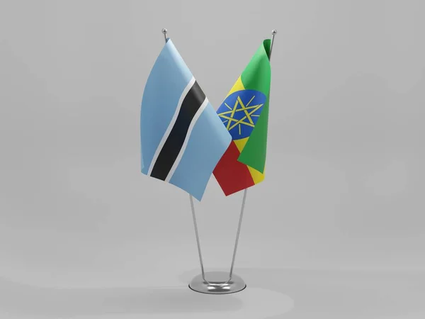 Αιθιοπία Μποτσουάνα Σημαίες Συνεργασίας Λευκό Φόντο Render — Φωτογραφία Αρχείου