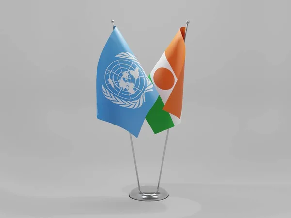 Nijer Birleşmiş Milletler Şbirliği Bayrakları Beyaz Arkaplan Render — Stok fotoğraf