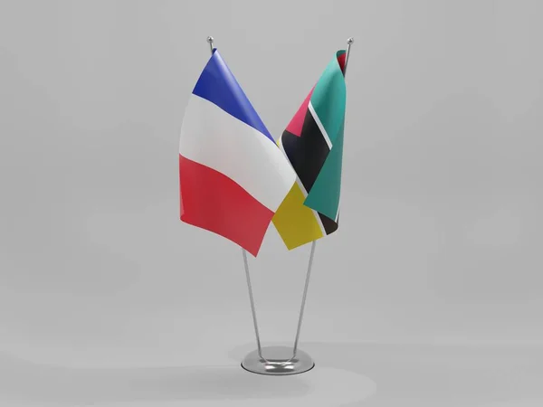 Σημαίες Συνεργασίας Μοζαμβίκης Γαλλίας Λευκό Φόντο Render — Φωτογραφία Αρχείου