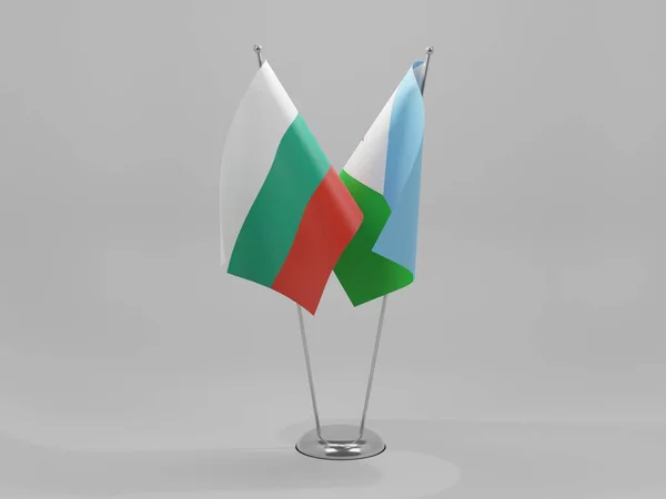 Djibuti Bandeiras Cooperação Bulgária Fundo Branco Render — Fotografia de Stock