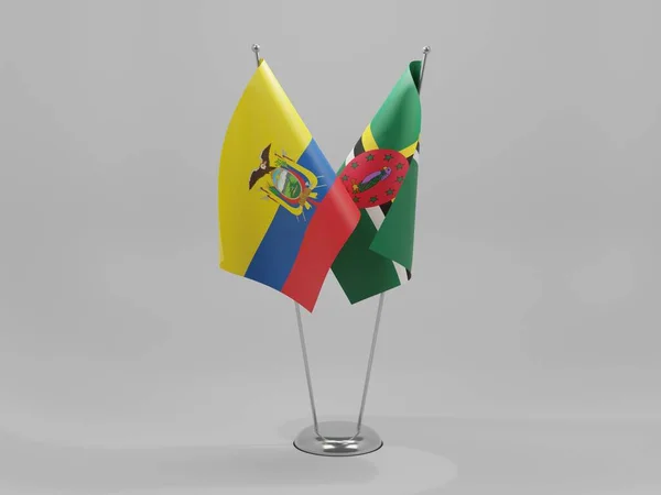 Dominica Bandiere Cooperazione Ecuador Sfondo Bianco Render — Foto Stock