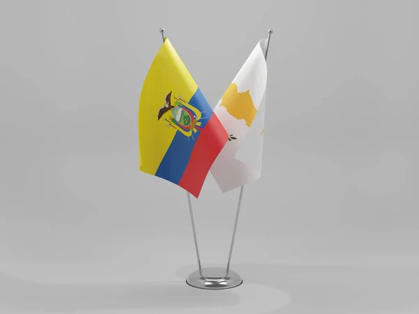 Cyprus Ecuador Samenwerkingsvlaggen Witte Achtergrond Render — Stockfoto