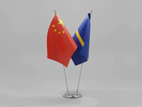 Nauru China Kooperationsfahnen Weißer Hintergrund Render — Stockfoto