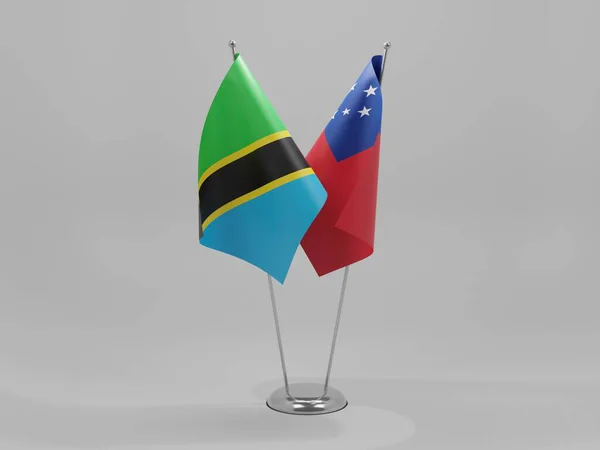 Samoa Τανζανία Σημαίες Συνεργασίας Λευκό Φόντο Render — Φωτογραφία Αρχείου
