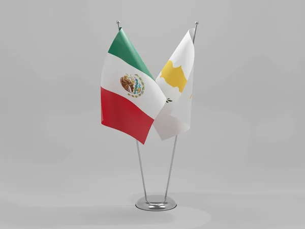 Chipre Banderas Cooperación México Fondo Blanco Render — Foto de Stock