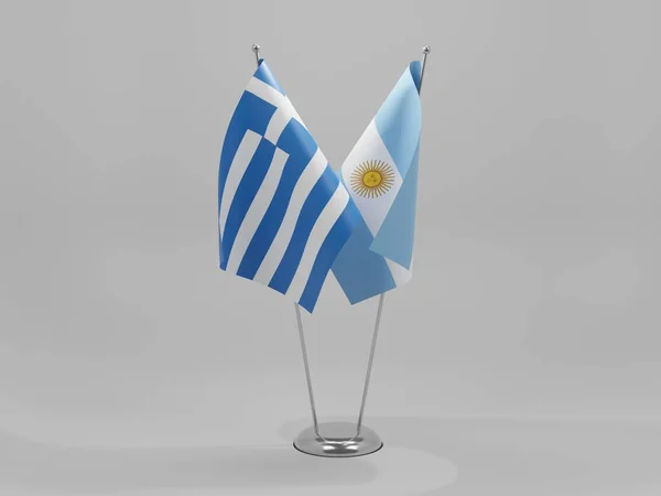 Argentina Grekland Flaggor För Samarbete Vit Bakgrund Render — Stockfoto