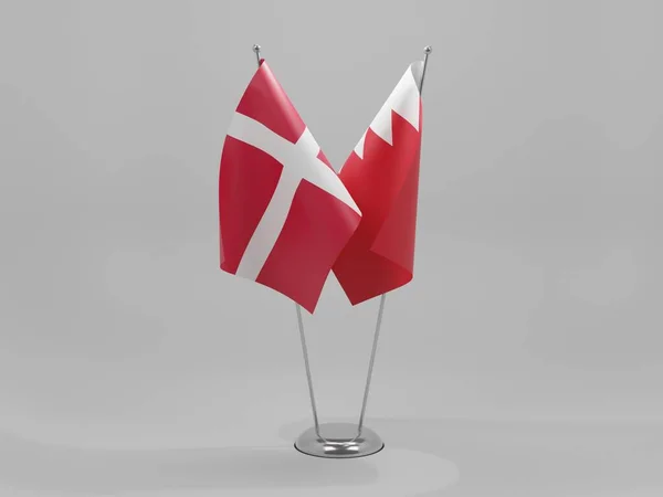 Bahrain Danmark Flaggor För Samarbete Vit Bakgrund Render — Stockfoto