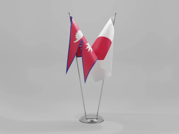 Japan Nepal Kooperationsfahnen Weißer Hintergrund Render — Stockfoto
