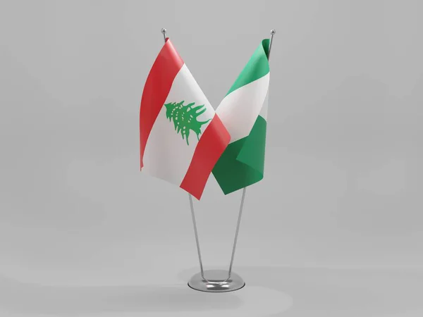 Nigeria Lebanon Cooperation Flags White Background Render — Stok Foto