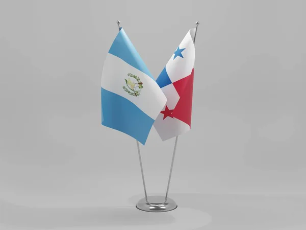 Panama Bandiere Cooperazione Guatemala Sfondo Bianco Render — Foto Stock