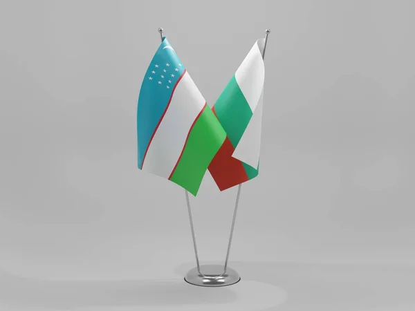 Bulgarije Oezbekistan Samenwerkingsvlaggen Witte Achtergrond Render — Stockfoto