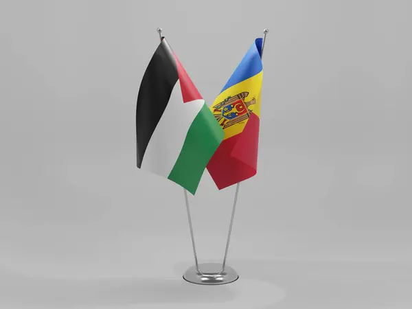 Moldova Palestine Cooperation Flags White Background Render — Stock Photo, Image